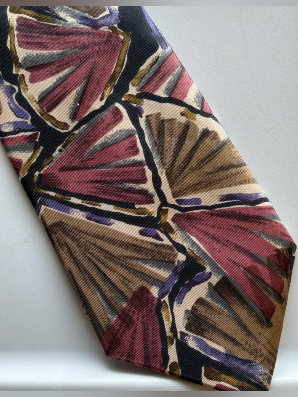 Vintage Christian Dior Silk Tie graphic 80’s 90’s black burgundy pink green